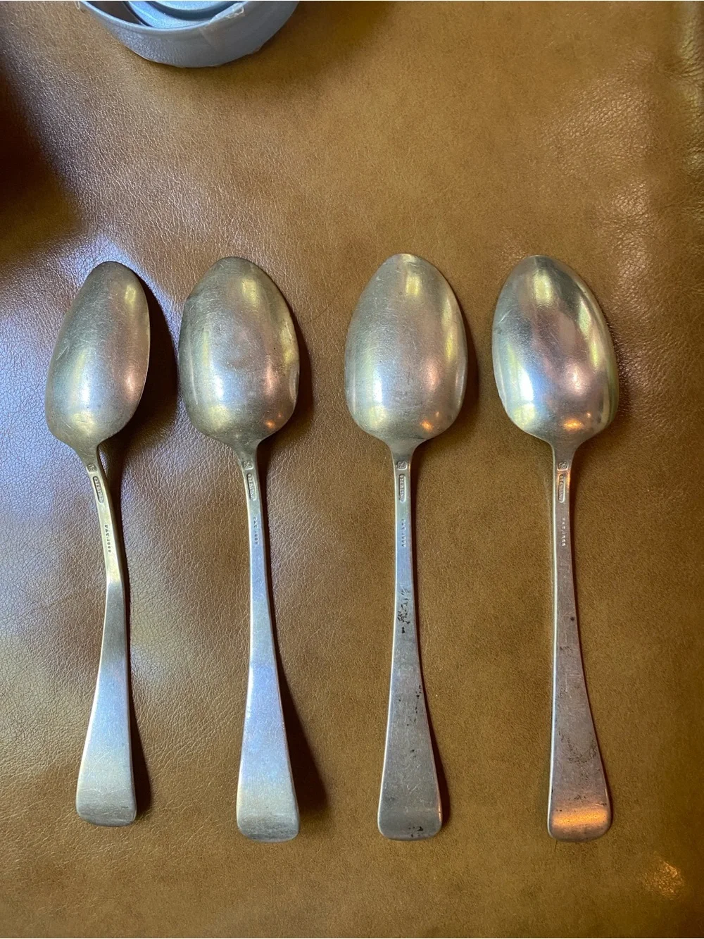 54g Lot of 4 1888 Antique Engraved Whiting Sterling Silver 7” Dessert Spoons